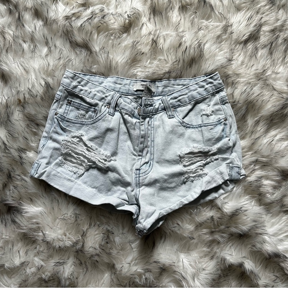 distressed jean shorts
